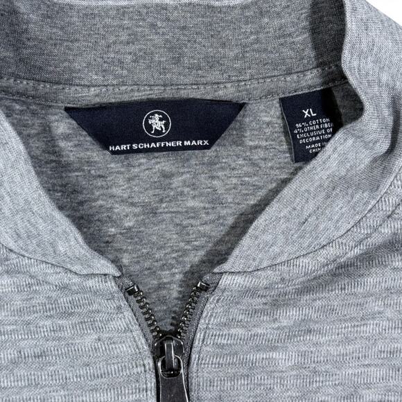 Hart Schaffner Marx Quarter Zip Knit Pullover Mens XL Classic Preppy Henley Gray - Picture 3 of 7